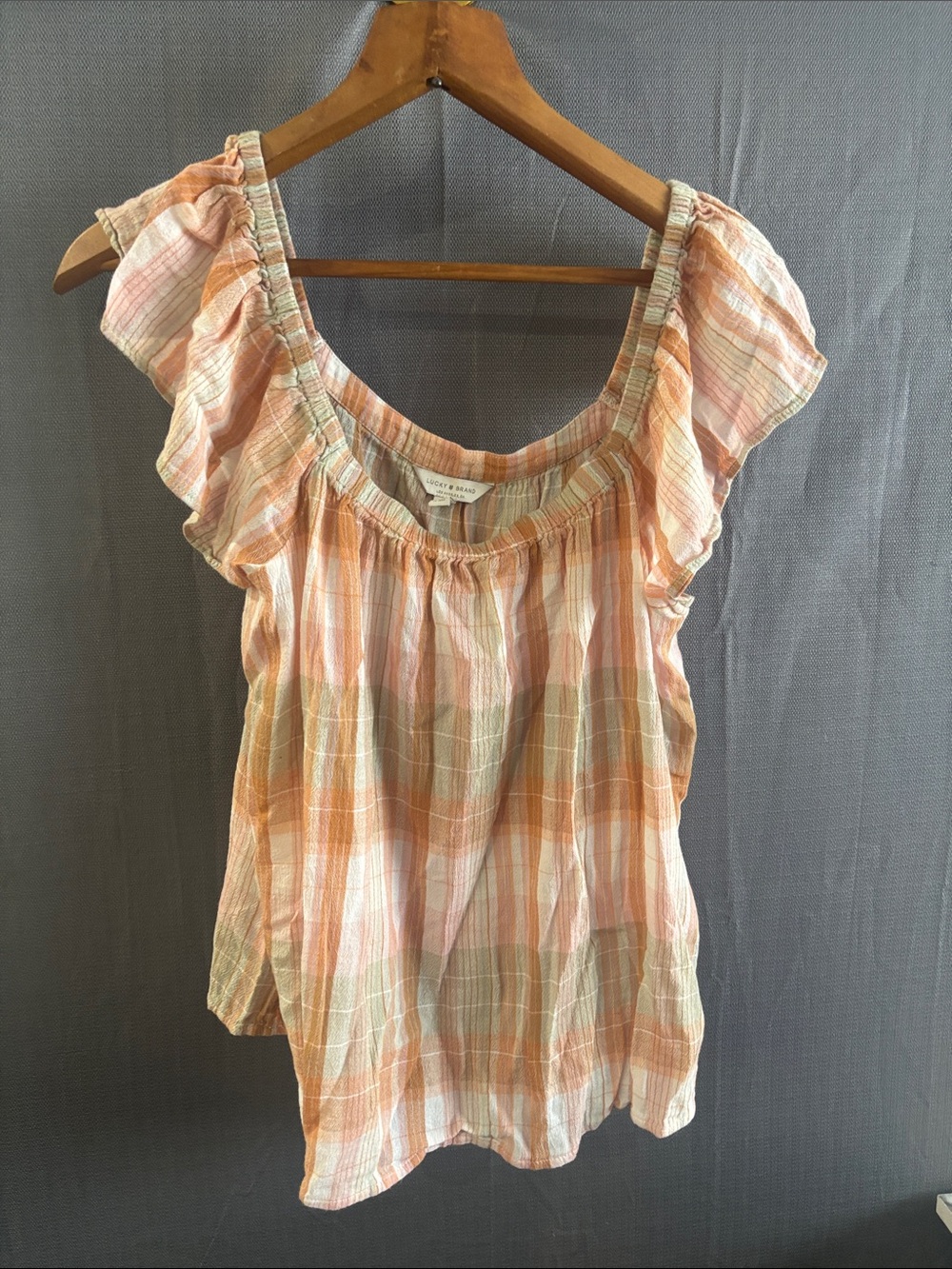 Women’s Lucky Brand Striped Orange and Cream blouse